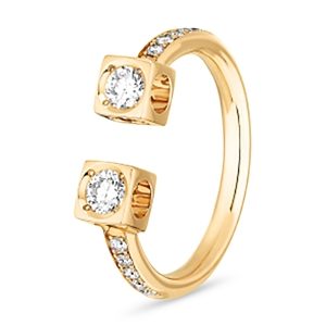 Dinh Van 18K Yellow Gold Le Cube Diamant Diamond Cuff Ring- 4738406