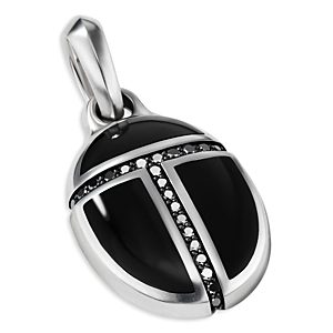 David Yurman Men's Sterling Silver Cairo Onyx & Black Diamond Amulet Pendant- 4360838
