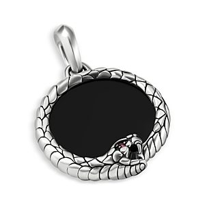 David Yurman Men's Sterling Silver Cairo Onyx & Ruby Snake Amulet Pendant- 4360848
