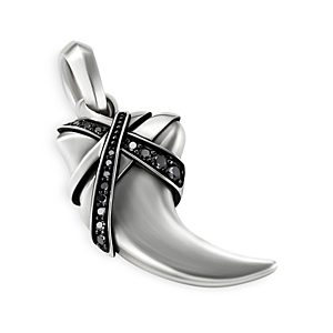 David Yurman Men's Sterling Silver Cairo Black Diamond Wrapped Claw Amulet Pendant- 4360849