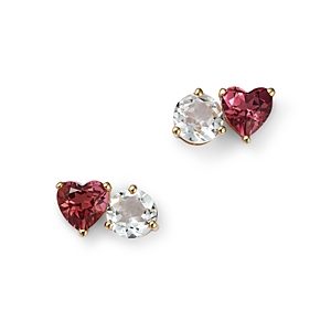 Moon & Meadow 14K Yellow Gold Pink Tourmaline & White Topaz Toi et Moi Stud Earrings - 100% Exclusive- 4707459