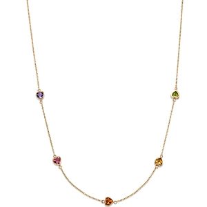 Moon & Meadow 14K Yellow Gold Multi Gemstone Hearts Collar Necklace, 16-18- 4707468