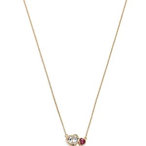 Moon & Meadow 14K Yellow Gold Pink Tourmaline & White Topaz Double Heart Pendant Necklace, 16 - 100% Exclusive- 4707467