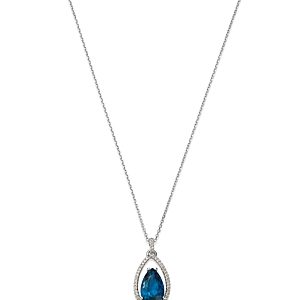 Bloomingdale's Blue Topaz & Diamond Pear Halo Pendant Necklace in 14K White Gold, 16 - 100% Exclusive- 4731627