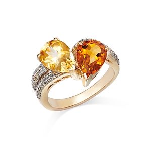 Bloomingdale's Citrine & Diamond Bypass Ring in 14K Yellow Gold - 100% Exclusive- 4731632
