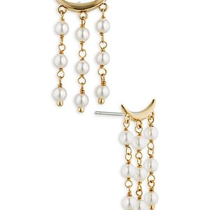 Nadri Dot Dot Dot Imitation Pearl Fringe Earrings in 18K Gold Plated- 4731691