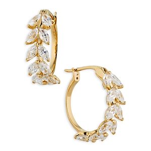Nadri Wildflower Vine Hoop Earrings in 18K Gold Plated- 4731717