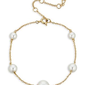 Nadri Dot Dot Dot Graduated Imitation Pearl Chain Bracelet in 18K Gold Plated- 4731687