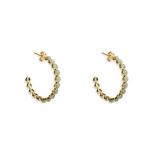 Argento Vivo Gemstone Scalloped C Hoop Earrings in 18K Gold Plated Sterling Silver- 4731329
