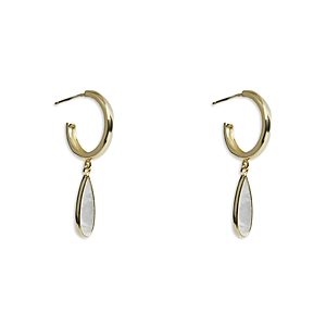 Argento Vivo Mother of Pearl Charm C Hoop Earrings in 18K Gold Plated Sterling Silver- 4731332