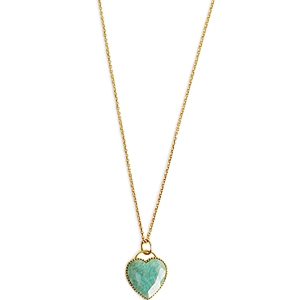 Argento Vivo Gemstone Heart Pendant Necklace in 18K Gold Plated Sterling Silver, 16-18- 4731345
