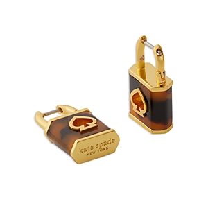 kate spade new york Lock and Spade Tortoise Padlock Huggie Drop Earrings in Gold Tone- 4730699