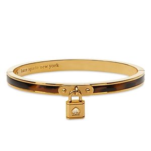 kate spade new york Lock and Spade Padlock Charm Tortoise Bangle Bracelet in Gold Tone- 4730700