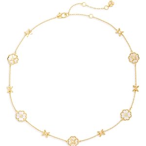 kate spade new york Heritage Bloom Cubic Zirconia & Mother of Pearl Flower Collar Necklace in Gold Tone, 16-19- 4730692