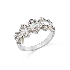 Bloomingdale's Diamond Baguette & Round Cluster Band in 14K White Gold, 0.77 ct. t.w. - 100% Exclusive- 4718012