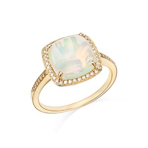 Bloomingdale's Opal & Diamond Halo Ring in 14K Yellow Gold - 100% Exclusive- 4720350