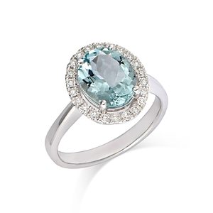 Bloomingdale's Aquamarine & Diamond Halo Ring in 14K White Gold - 100% Exclusive- 4720361