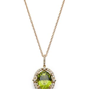 Bloomingdale's Peridot & Diamond Halo Pendant Necklace in 14K Yellow Gold, 18 - 100% Exclusive- 4720352