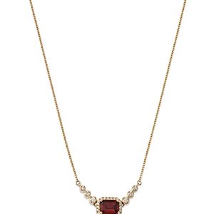 Bloomingdale's Garnet & Diamond Halo Pendant Necklace in 14K Yellow Gold, 18 - 100% Exclusive- 4720354