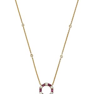 Bloomingdale's Ruby & Diamond Circle Pendant Necklace in 14K Yellow Gold, 18 - 100% Exclusive- 4718156