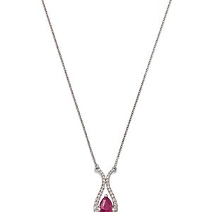 Bloomingdale's Ruby & Diamond Halo Pendant Necklace in 14K White Gold, 18 - 100% Exclusive- 4718169