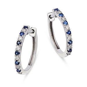 Bloomingdale's Sapphire & Diamond Hoop Earrings in 14K White Gold - 100% Exclusive- 4718171