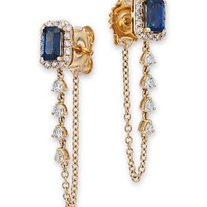 Bloomingdale's Blue Sapphire & Diamond Halo Chain Drop Earrings in 14K Yellow Gold - 100% Exclusive- 4718162