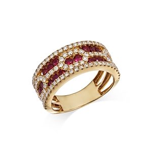 Bloomingdale's Ruby & Diamond Band in 14K Yellow Gold - 100% Exclusive- 4718152