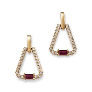 Bloomingdale's Ruby & Diamond Triangle Drop Earrings in 14K Yellow Gold - 100% Exclusive- 4718164