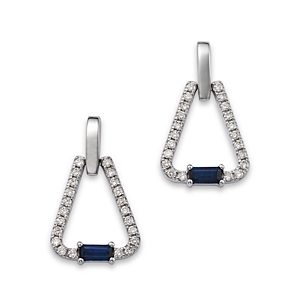 Bloomingdale's Sapphire & Diamond Triangle Drop Earrings in 14K White Gold - 100% Exclusive- 4718176