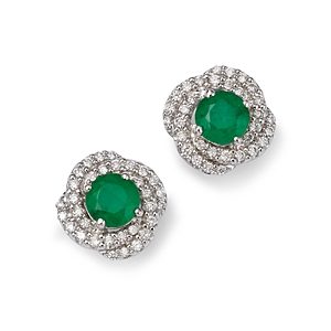 Bloomingdale's Emerald & Diamond Spiral Stud Earrings in 14K White Gold - 100% Exclusive- 4718170
