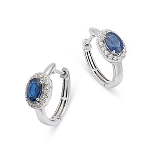 Bloomingdale's Sapphire & Diamond Hoop Earrings in 14K White Gold - 100% Exclusive- 4718178