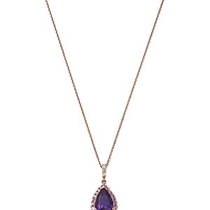 Bloomingdale's Amethyst, Pink Sapphire & Diamond Halo Pendant Necklace in 14k Rose Gold, 16 - 100% Exclusive- 4731626