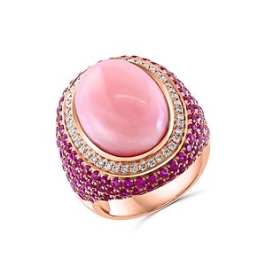 Bloomingdale's Pink Opal, Pink Sapphire, & Diamond Halo Ring in 14K Rose Gold - 100% Exclusive- 4752600