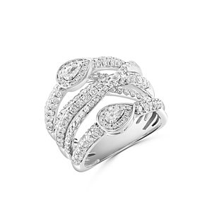 Bloomingdale's Diamond Pear & Round Crossover Double Row Ring in 14K White Gold, 1.75 ct. t.w. - 100% Exclusive- 4752553