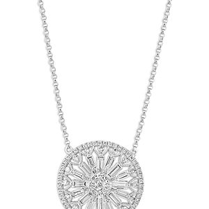 Bloomingdale's Diamond Round & Baguette Mandala Pendant Necklace in 14K White Gold, 2.20 ct. t.w. - 100% Exclusive- 4752556