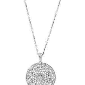 Bloomingdale's Diamond Round & Baguette Mandala Pendant Necklace in 14K White Gold, 0.35 ct. t.w. - 100% Exclusive- 4752558