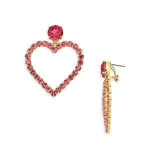 Barbie the Movie x Aqua Pink Crystal Open Heart Statement Earrings in 14K Gold Plated - 100% Exclusive- 4755384