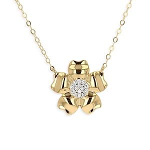 Moon & Meadow 14K Yellow Gold Diamond Flower Pendant Necklace, 18- 4731485