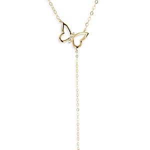 Moon & Meadow 14K Yellow Gold Diamond Butterfly Lariat Necklace, 18- 4731484