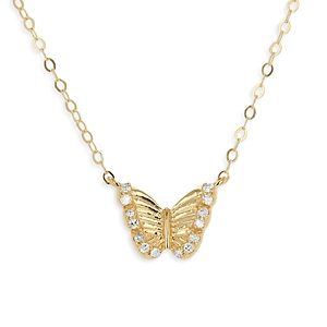 Moon & Meadow 14K Yellow Gold Diamond Butterfly Pendant Necklace, 18- 4731483