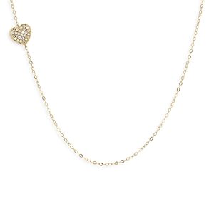 Moon & Meadow 14K Yellow Gold Diamond Heart Station Necklace, 18- 4731482