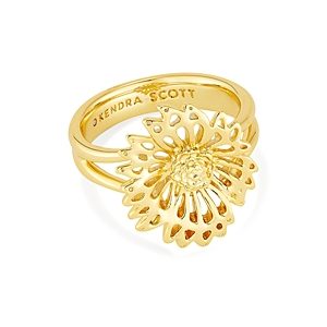Kendra Scott Brielle Openwork Flower Cocktail Ring in 14K Gold Plated- 4730283