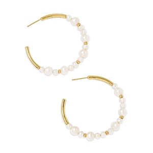 Kendra Scott Jovie Cultured Freshwater Pearl Beaded Hoop Earrings in 14K Gold Plated- 4730205