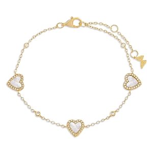 By Adina Eden Pave Heart Station Bracelet in 14K Gold Plated Sterling Silver- 4758082
