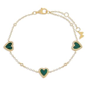 By Adina Eden Pave Heart Station Bracelet in 14K Gold Plated Sterling Silver- 4758082
