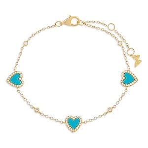 By Adina Eden Pave Heart Station Bracelet in 14K Gold Plated Sterling Silver- 4758082