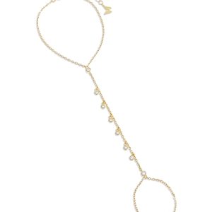 By Adina Eden Bezel Shaker Hand Chain Bracelet in 14K Gold Plated Sterling Silver- 4758087