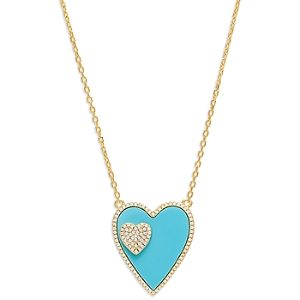 By Adina Eden Jumbo Pave Double Heart Necklace, 16- 4758107