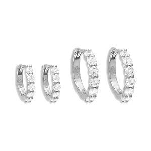 By Adina Eden Crystal Hoop Earrings in Sterling Silver, Set of 2- 4758100